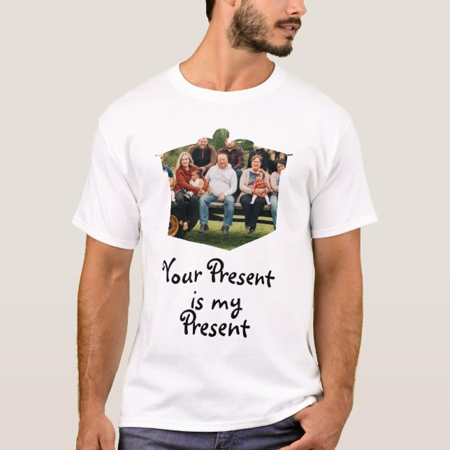 Custom present box shape photo Christmas T-Shirt (Front)