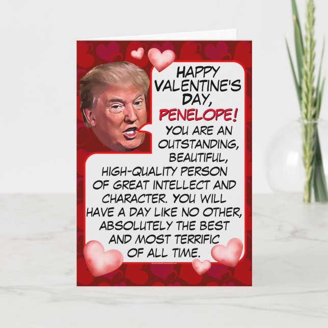 Custom President Donald Trump Funny Valentines Day Holiday Card (Front)