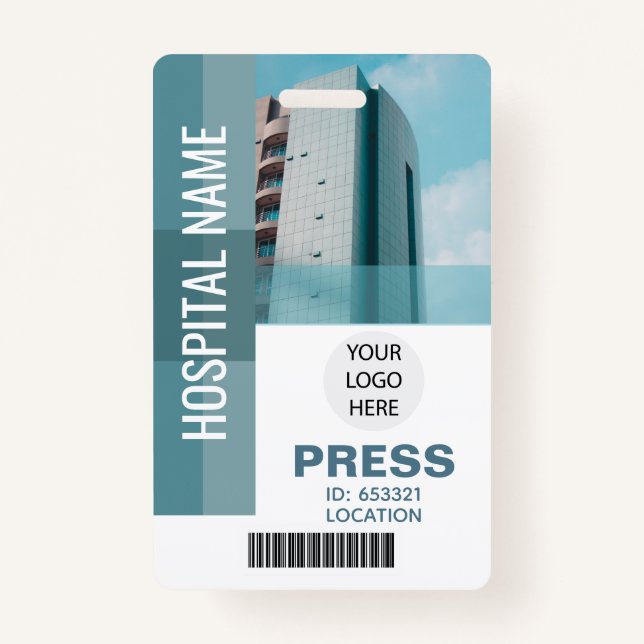 Custom Press Bar Code, Logo ID ID Badge (Front)