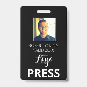 Custom PRESS - Photo pass- Name ID ID Badge