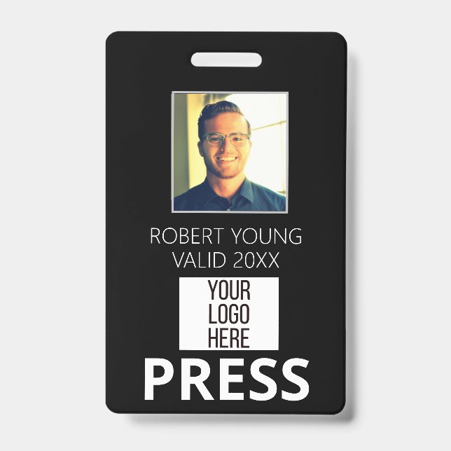 Custom PRESS - Photo pass- Name ID ID Badge (Front)