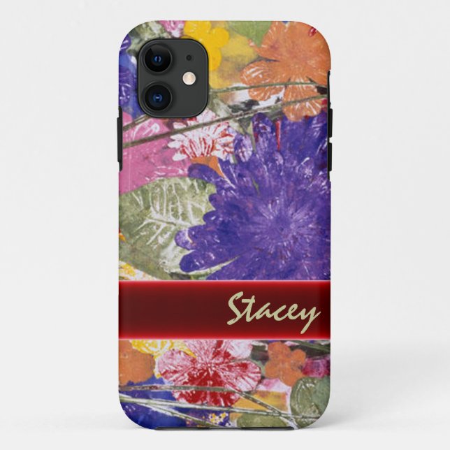 Custom pressed colourful flowers art iphone 5 case (Back)