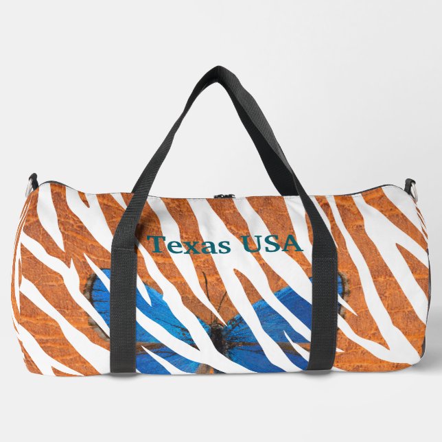 Custom pretty colourful natural pattern orange duffle bag (Front)