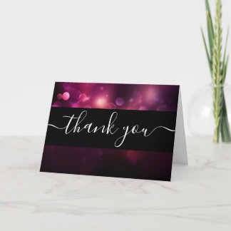 Custom Pretty Dark Pink Glitter Bokeh Thank You Card