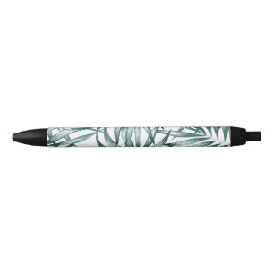Custom pretty green leaves design   black ink pen