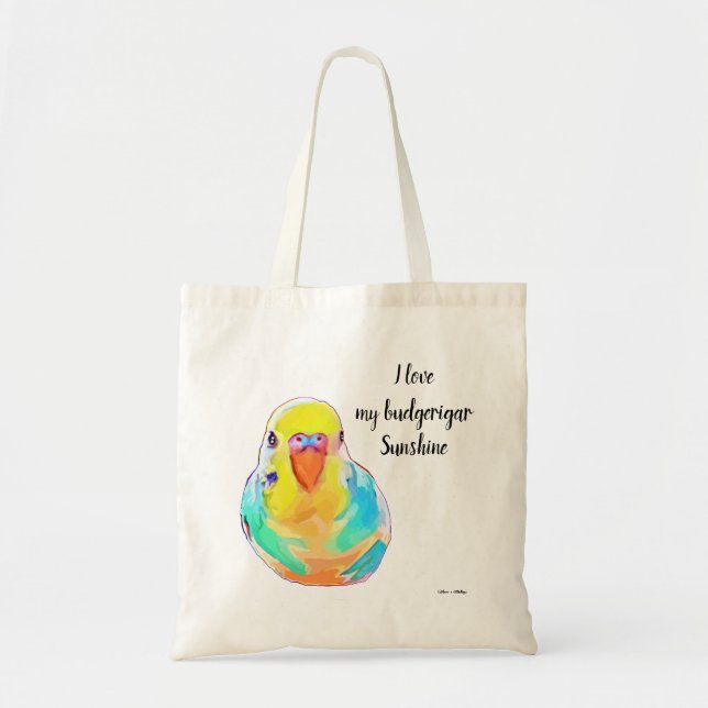 Custom Pretty I Love My Budgerigar Parakeet Tote Bag (Front)