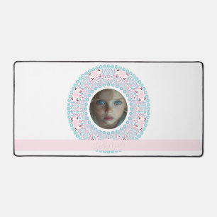 Custom Pretty Pastel Pink and Blue Mandala Frame Desk Mat