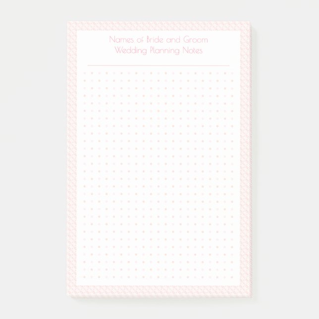 Custom Pretty Pink Dot Grid Wedding Plan Planner Post-it Notes (Front)