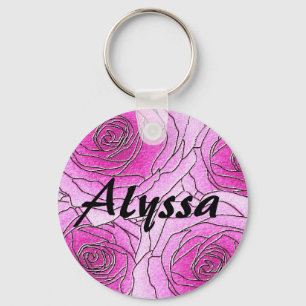 Custom Pretty Pink Roses Keychain
