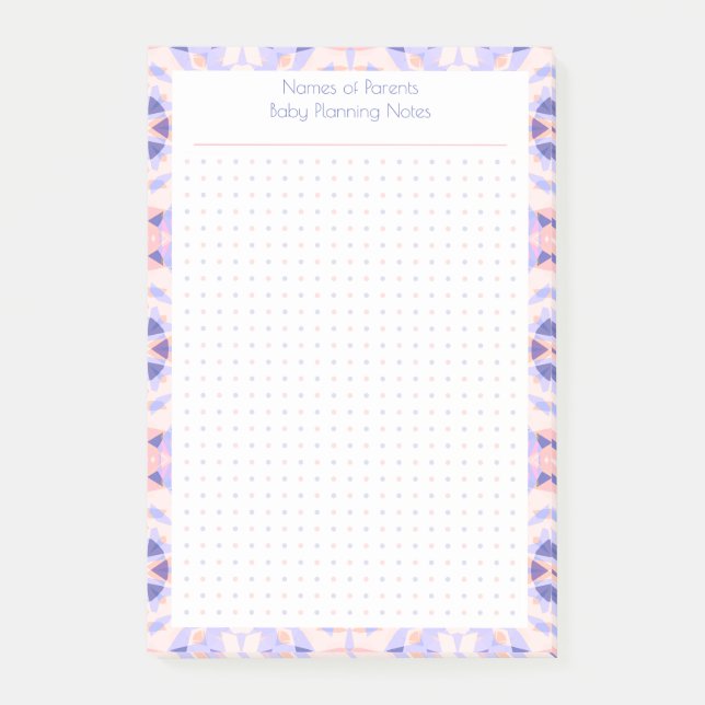 Custom Pretty Purple Dot Grid New Mum Baby Planner Post-it Notes (Front)