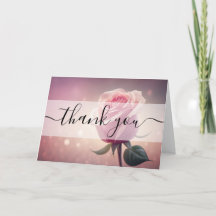 Custom Pretty Single Pink Rose Thank You