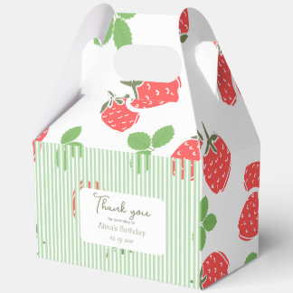 Custom pretty strawberry and stripes Green RE Favour Box
