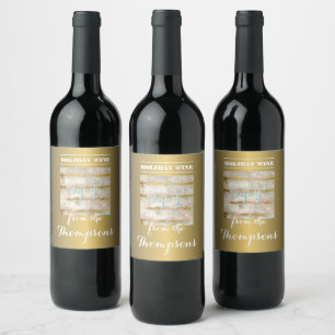 Custom Pretty Vintage Watercolor Stripes Pattern Wine Label