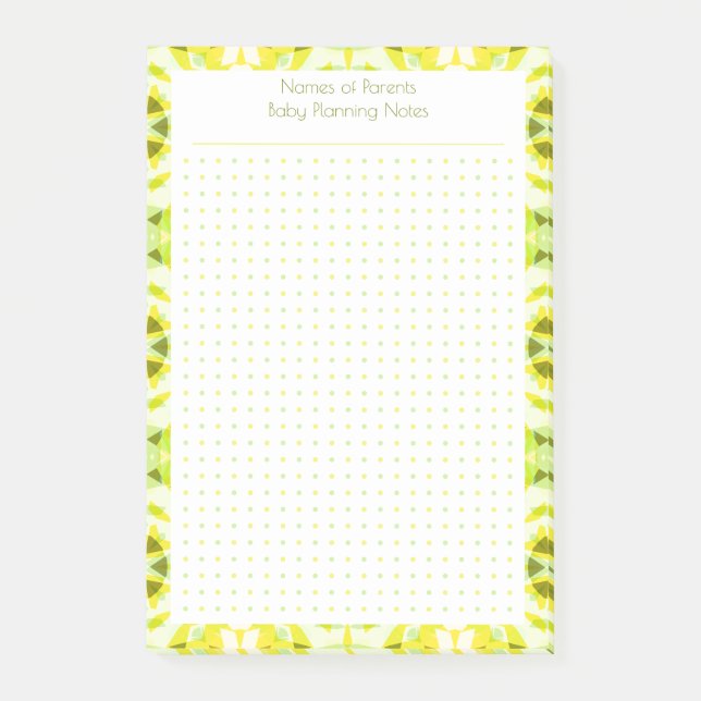 Custom Pretty Yellow Dot Grid New Mum Baby Planner Post-it Notes (Front)