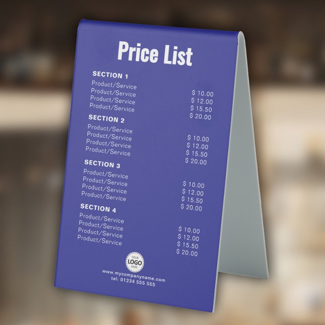 Custom Price List or Services Simple Modern Blue (Creator Uploaded)