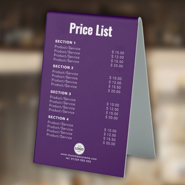 Custom Price List or Services Simple Modern Purple (Creator Uploaded)