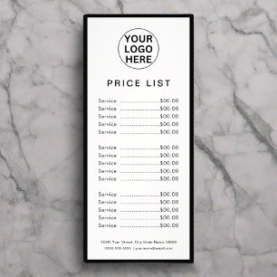 Custom Price List Services Black & White Logo   Rack Card