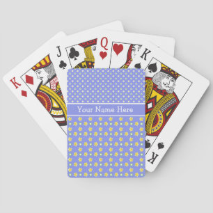 Custom Primroses Playing Cards: Polka Dots, Blue Cards