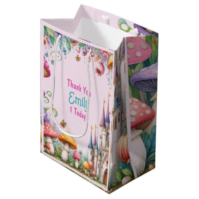 Custom Princess Fairy Girl's Birthday Fairycore Medium Gift Bag (Front Angled)