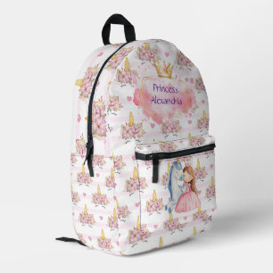 Custom Princess Unicorn Pink Printed Backpack