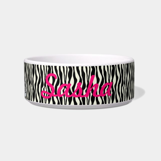 Custom Princess Zebra Print Food Dish (Right)