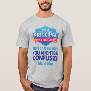 Custom Principal Funny Superhero Men's T-Shirt