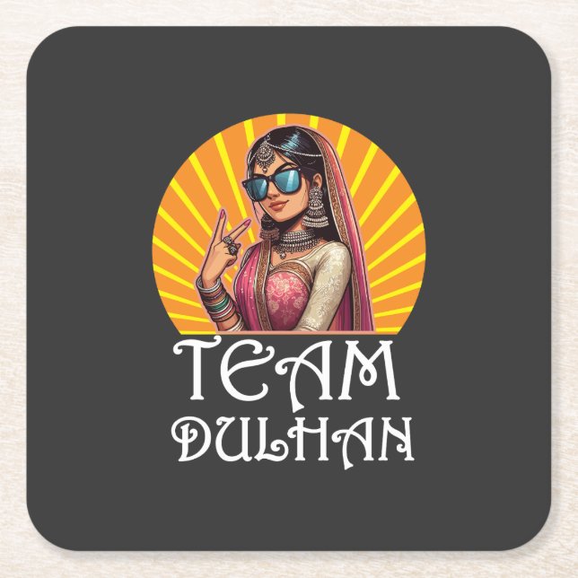 Custom Print Desi Wedding Shaadi Vibes Square Paper Coaster (Front)