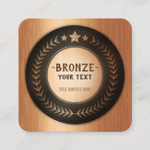 CUSTOM PRINT DIY MEDAL Bronze ADD YOUR LOGO edit Square Business Card