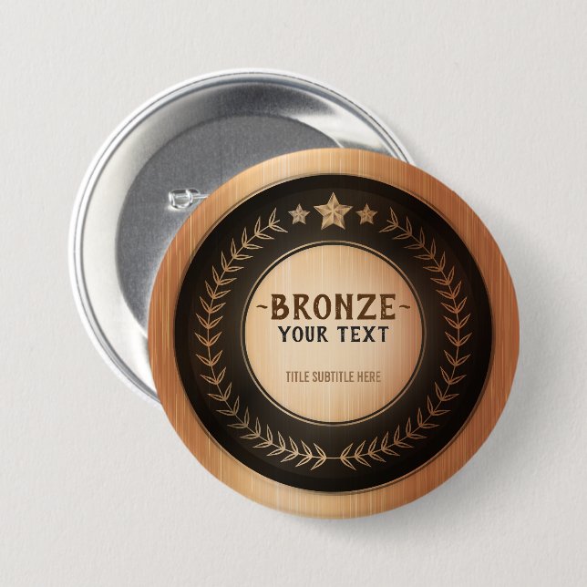 CUSTOM PRINT DIY MEDAL Bronze Champion EDITABLE 7.5 Cm Round Badge (Front & Back)