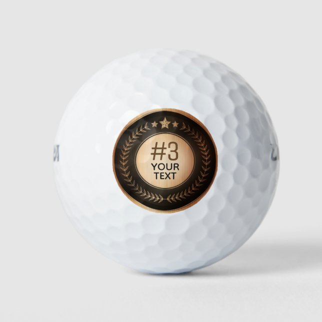 CUSTOM PRINT DIY MEDAL Bronze Champion EDITABLE Golf Balls (Front)