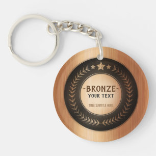CUSTOM PRINT DIY MEDAL Bronze Champion EDITABLE Key Ring