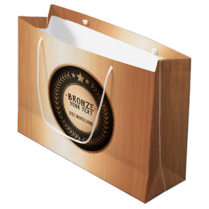 CUSTOM PRINT DIY MEDAL Bronze Champion EDITABLE Large Gift Bag