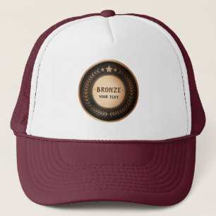 CUSTOM PRINT DIY MEDAL Bronze Champion EDITABLE Trucker Hat