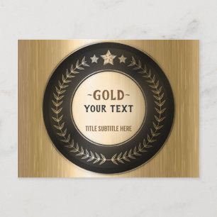 CUSTOM PRINT DIY MEDAL Gold #1 ADD YOUR LOGO edit Announcement Postcard