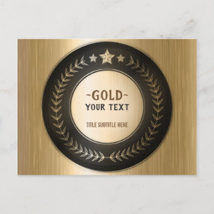 CUSTOM PRINT DIY MEDAL Gold #1 ADD YOUR LOGO edit Postcard