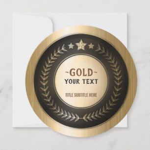 CUSTOM PRINT DIY MEDAL Gold #1 ADD YOUR LOGO edit Thank You Card