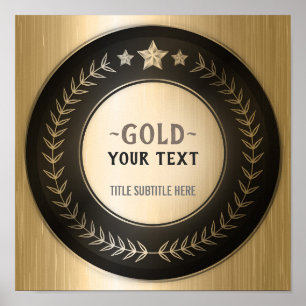 CUSTOM PRINT DIY MEDAL Gold #1 Champion EDITABLE