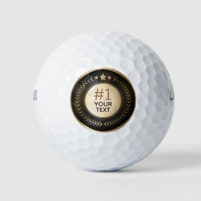CUSTOM PRINT DIY MEDAL Gold #1 Champion EDITABLE Golf Balls (Front)