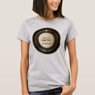 CUSTOM PRINT DIY MEDAL Gold #1 Champion EDITABLE T-Shirt