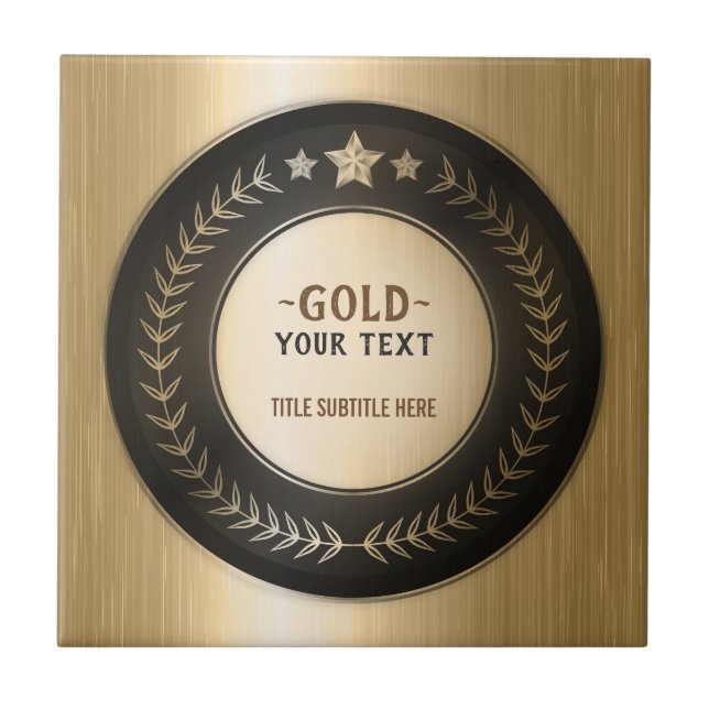 CUSTOM PRINT DIY MEDAL Gold #1 Champion EDITABLE Tile (Front)