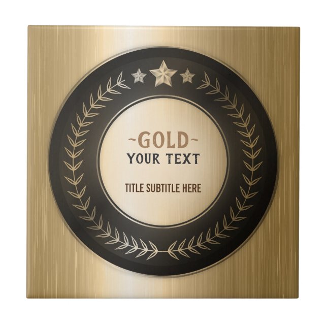CUSTOM PRINT DIY MEDAL Gold #1 Champion EDITABLE Tile (Front)