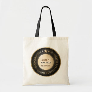 CUSTOM PRINT DIY MEDAL Gold #1 Champion EDITABLE Tote Bag