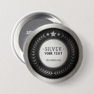 CUSTOM PRINT DIY MEDAL Silver Champion EDITABLE 7.5 Cm Round Badge