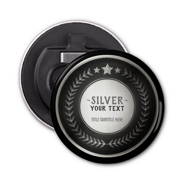 CUSTOM PRINT DIY MEDAL Silver Champion EDITABLE Bottle Opener (Front)