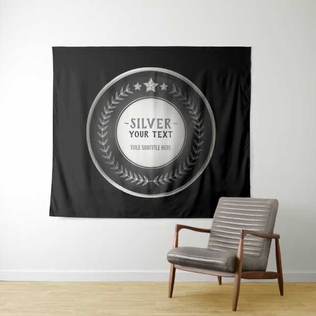 CUSTOM PRINT DIY MEDAL Silver Champion EDITABLE Tapestry (In Situ (Horizontal))
