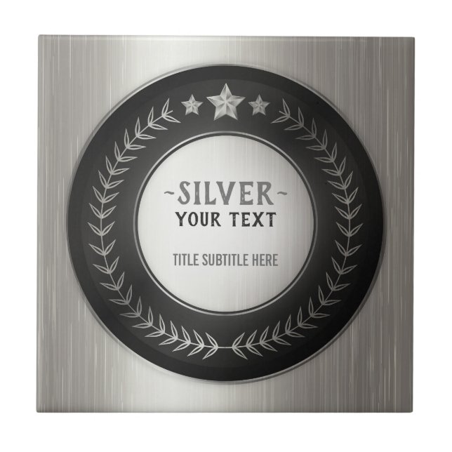 CUSTOM PRINT DIY MEDAL Silver Champion EDITABLE Tile (Front)