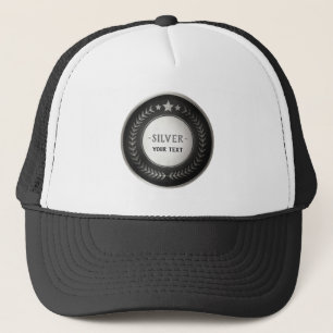CUSTOM PRINT DIY MEDAL Silver Champion EDITABLE Trucker Hat