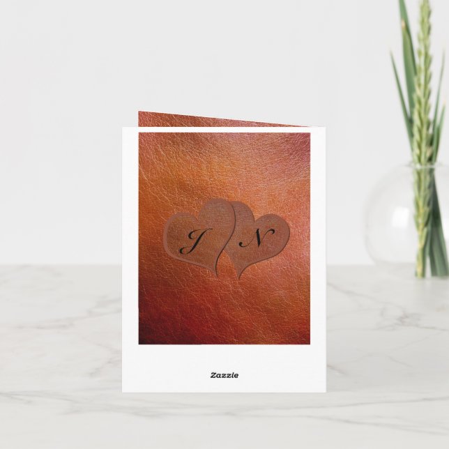 Custom Print Faux Leather 3rd Wedding Anniversary Card (Back)