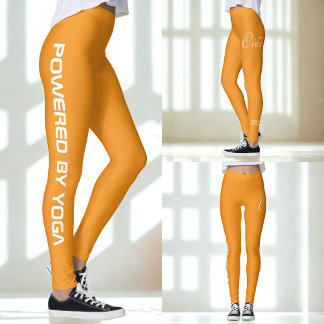 Custom Print Yoga Crew Bright Orange Leggings