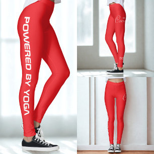 Custom Print Yoga Crew Bright Red Leggings
